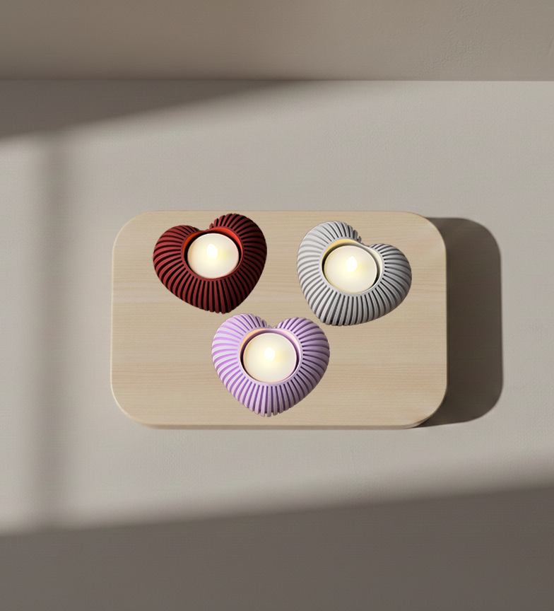 Set (3) Hartvormige LED-theelichthouders